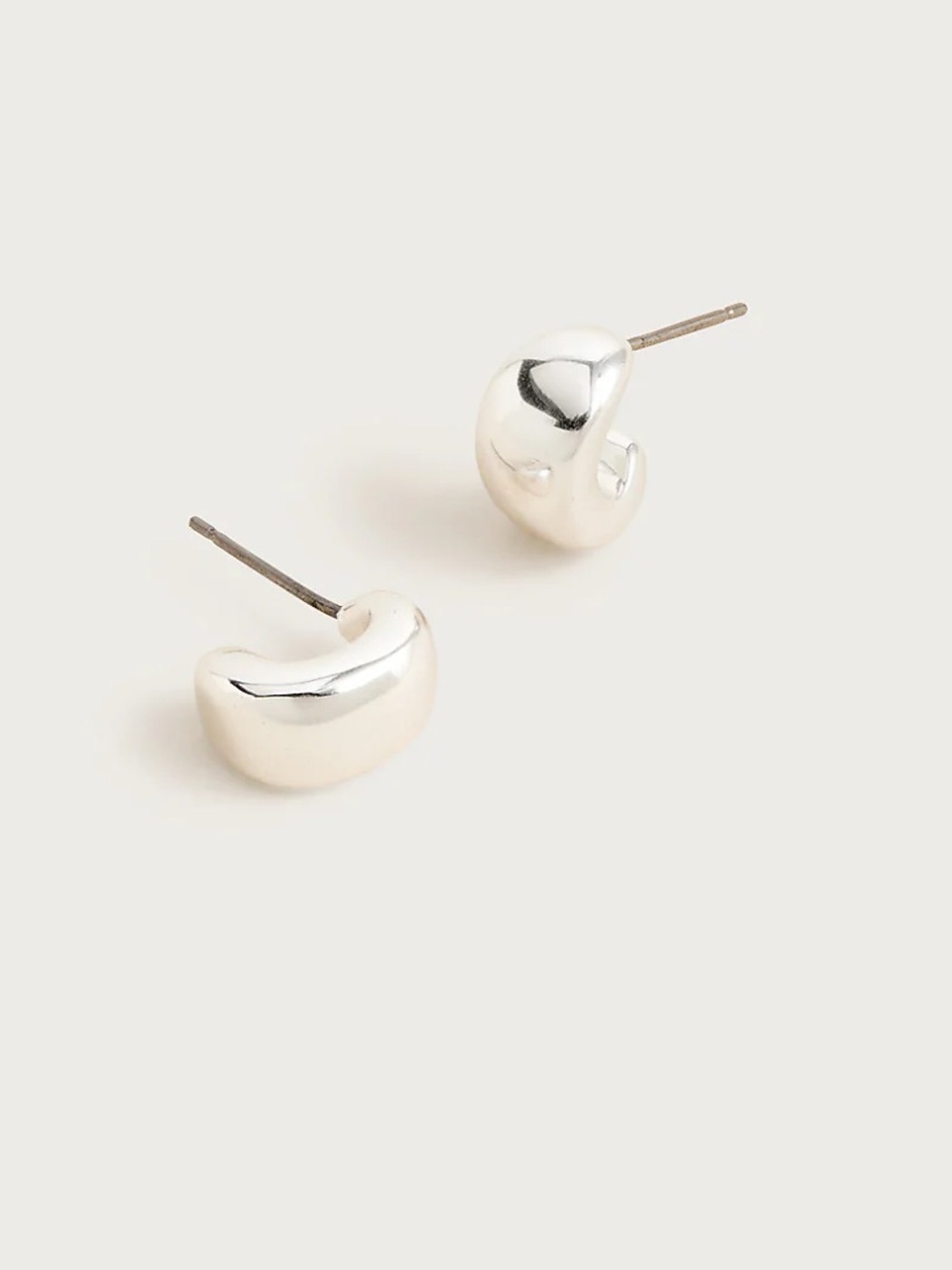 J. Crew Small Huggie Hoop Earrings Shiny Matte Silver New with tags!